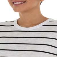 Zaman ve Tru kadın Çizgili Kısa Kollu Şantuk Ekip Boyun T-Shirt