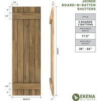 Ekena Millwork 1 2 W 75 H Americraft Beş Tahta Dış Gerçek Ahşap Birleştirilmiş Tahta-n-Çıta Panjurlar, Termal Yeşil