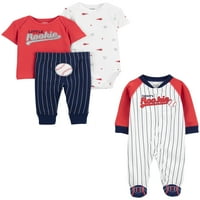 Carter'ın Çocuğum Erkek Bebek Beyzbol Uzun Kollu Bodysuit, T-shirt ve Pantolon, Kilitleme Uyku N 'Oyun Kıyafet Seti,