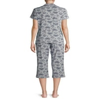 Gloria Vanderbilt Kadın ve Kadın Plus Lush Örgü Çentik Yakalı 2 Parça Pijama Takımı