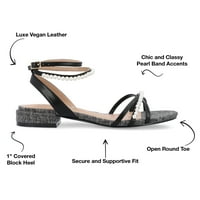 Journee Koleksiyonu Bayan Tulsi Fau İnci Ayak Bileği Kayışı Kapalı Blok Topuk Sandalet