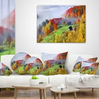 Designart Dağlarda Renkli Sonbahar Manzarası - Manzara Baskılı Kırlent - 18x18