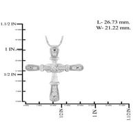 JewelersClub Gümüş Accent Elmas Çapraz Kolye Kolye Kadınlar için Beyaz Elmas + 18 ”Halat Zincir Dahil JewelersClub