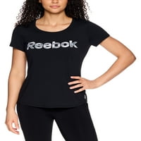 Reebok kadın temel kısa kollu kepçe boyun Grafik Tee