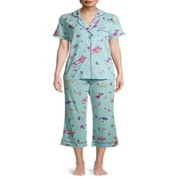 Gizli hazineler kadın ve kadın artı geleneksel kısa kollu çentik yaka pijama takımı