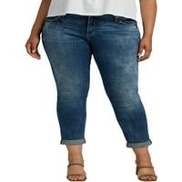 Gümüş Jeans A.Ş. Kadın artı boyutu kız arkadaşı Orta yükselişi ince bacak kot bel boyutları 12-24