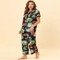 Benzersiz Pazarlık kadın Pijama Seti İpek Kısa Kollu ve Pantolon Çiçek Saten Setleri