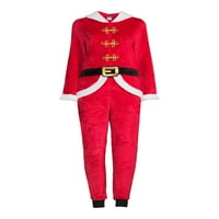 George Santa Tatil Eşleşen Aile Noel Pijama erkek Peluş Santa Onesie Pijama Birliği Takım Elbise, Boyutları S-XL