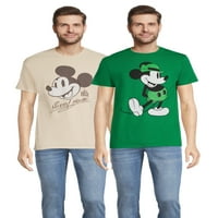 Mickey St Patrick's Erkek Grafikli Tişört, 2'li Paket