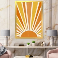 Designart 'Minimal Parlak Parlayan Turuncu Güneş Işınları II' Modern Çerçeveli Sanat Baskısı
