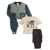 Küçük Yıldız Organik Yürümeye Başlayan Çocuk ve Çocuk Boys Mi & Match Kıyafet Seti, 4 Parçalı Set, 12M-10 Beden