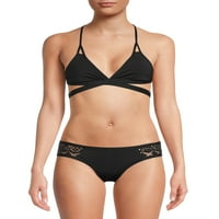 Just Beach Juniors'ın Siyah Dantelli Arkası Bikini Mayo, 2 Parça