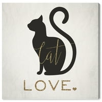 Wynwood Stüdyo Hayvanlar duvar sanatı tuval Baskılar 'Kedi Aşk Altın' Kediler ve Kedicikler-Siyah, Altın