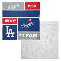 Los Angeles Dodgers MLB Colorblock Kişiselleştirilmiş ipek dokunuş Sherpa 50 60 Battaniye Atmak