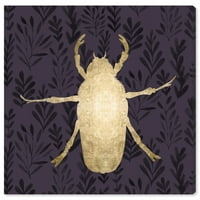 Wynwood Stüdyo Hayvanlar Duvar Sanatı Tuval Baskılar 'Altın Böceği II' Böcekler-Altın, Mor