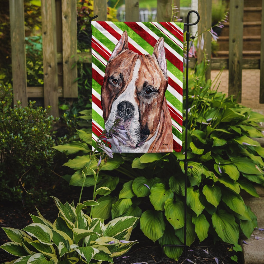 Staffordshire Bull Terrier Staffie baston şeker Noel Bahçe Bayrağı -