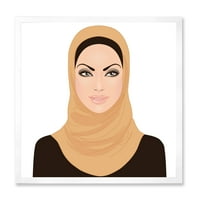 Designart 'Geleneksel Başörtülü Müslüman Kız Portresi' Modern Çerçeveli Sanat Baskısı