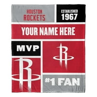 Houston Rockets NBA Colorblock Kişiselleştirilmiş İpek Dokunmatik Atmak Battaniye