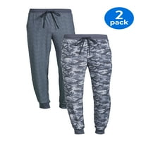 Ve, Yetişkin Erkek Joggers Pijama Uyku Pantolon, 2-Pack, Boyutları S-2XL