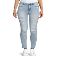 Sınır Yok Gençlerin Süper Yüksek Katlı Kıvrımlı Jeggings Yıkımla