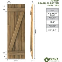 Ekena Millwork 1 2 W 63 H Americraft Beş Tahta Dış Gerçek Ahşap Birleştirilmiş Tahta-n-Çıta Panjurlar w Z-Bar, Biber